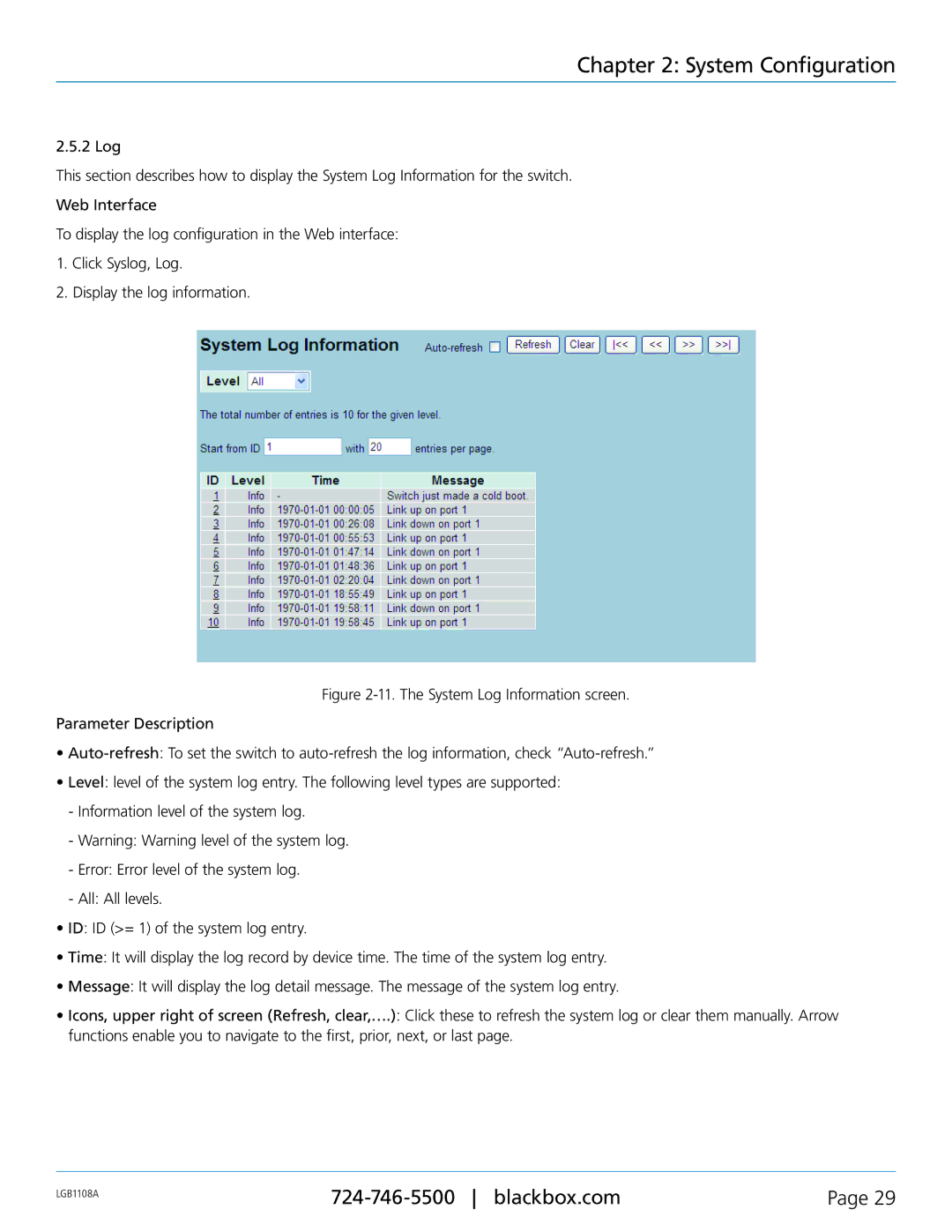 Black Box LGB1148A, LGB1126A, Managed Gigabit Switch, LGB1108A manual System Configuration 