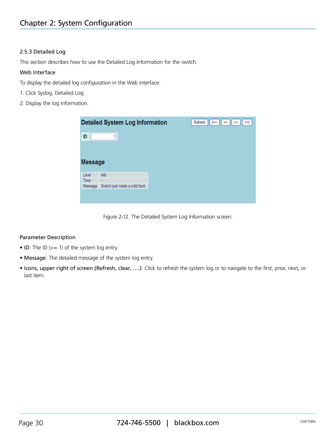 Black Box Managed Gigabit Switch, LGB1126A, LGB1148A, LGB1108A manual System Configuration 