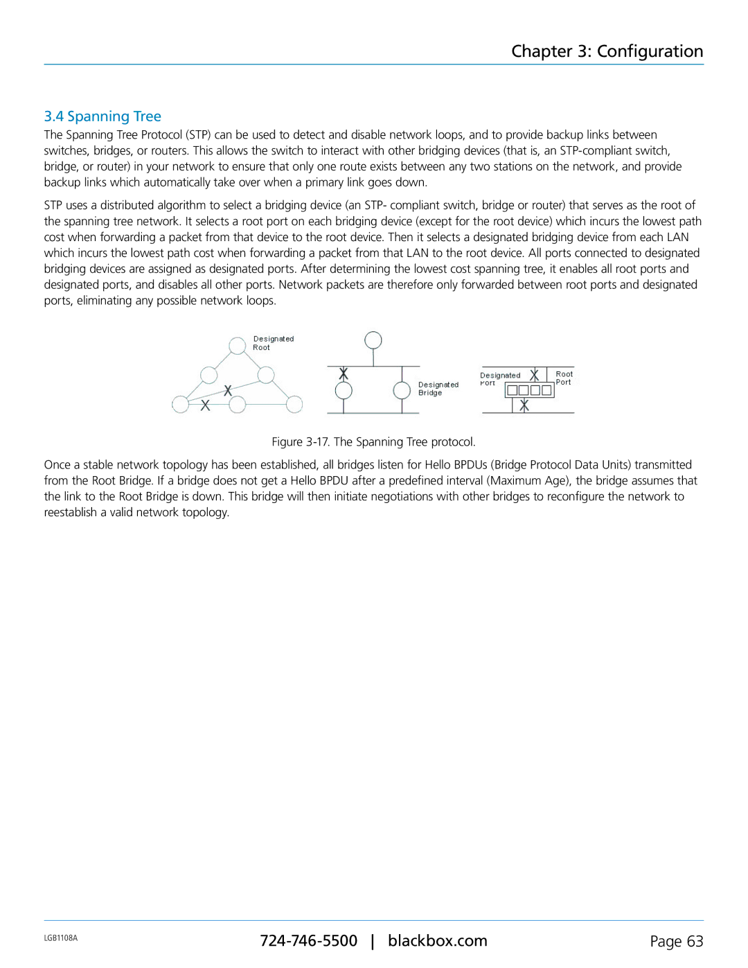 Black Box LGB1108A, LGB1126A, LGB1148A, Managed Gigabit Switch manual Spanning Tree 