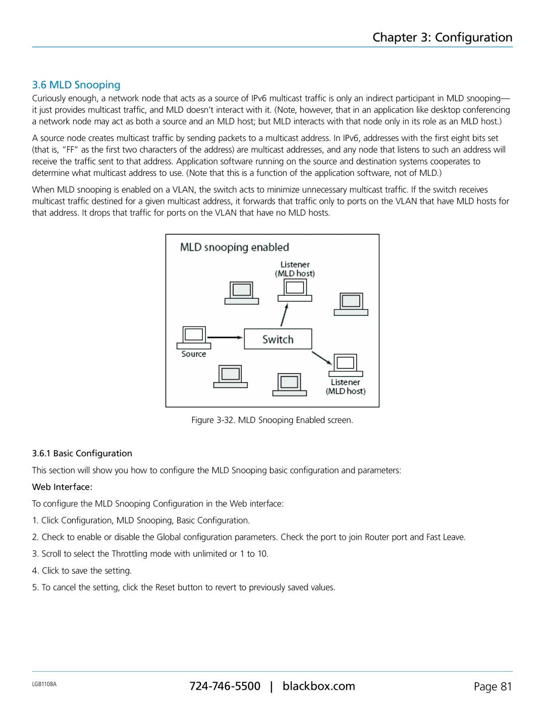 Black Box LGB1148A, LGB1126A, Managed Gigabit Switch, LGB1108A manual MLD Snooping 