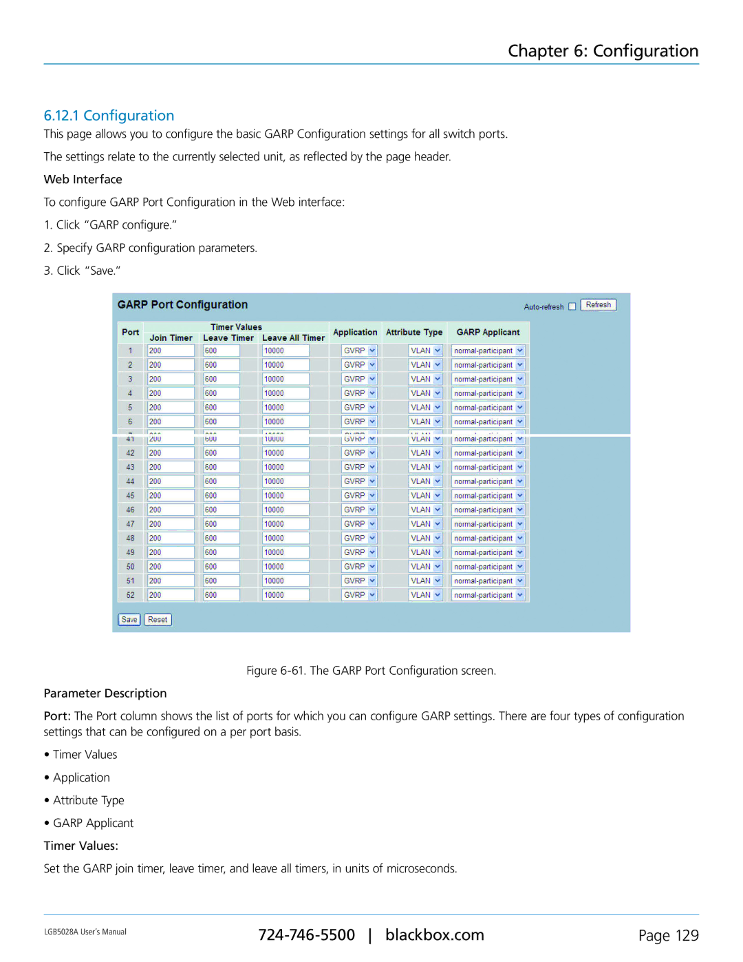 Black Box LGB5052A, LGB5028A, 24 + or 48 + 4-Port Gigabit Managed Switch with SFP+ 10G user manual Configuration 