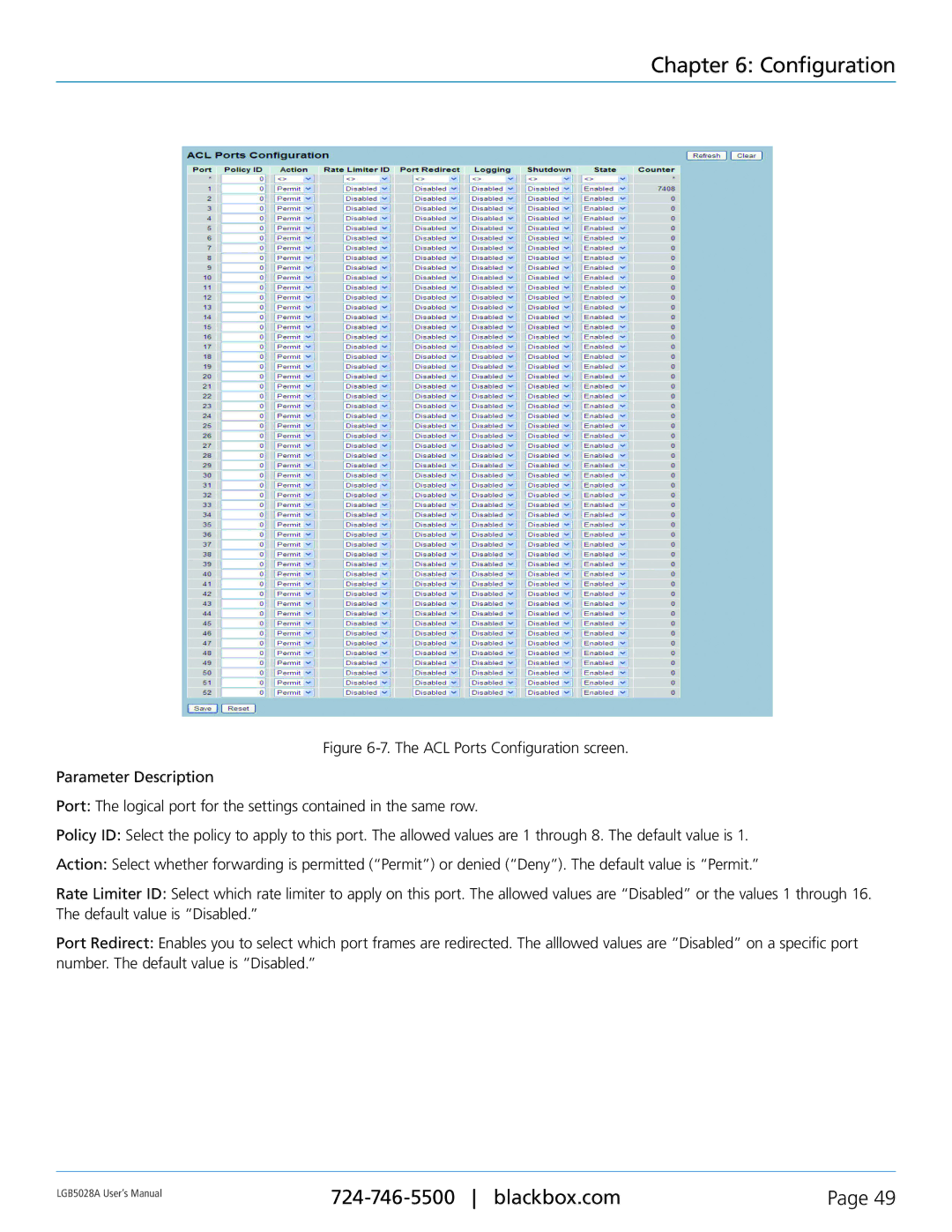 Black Box LGB5028A, LGB5052A, 24 + or 48 + 4-Port Gigabit Managed Switch with SFP+ 10G user manual Configuration 