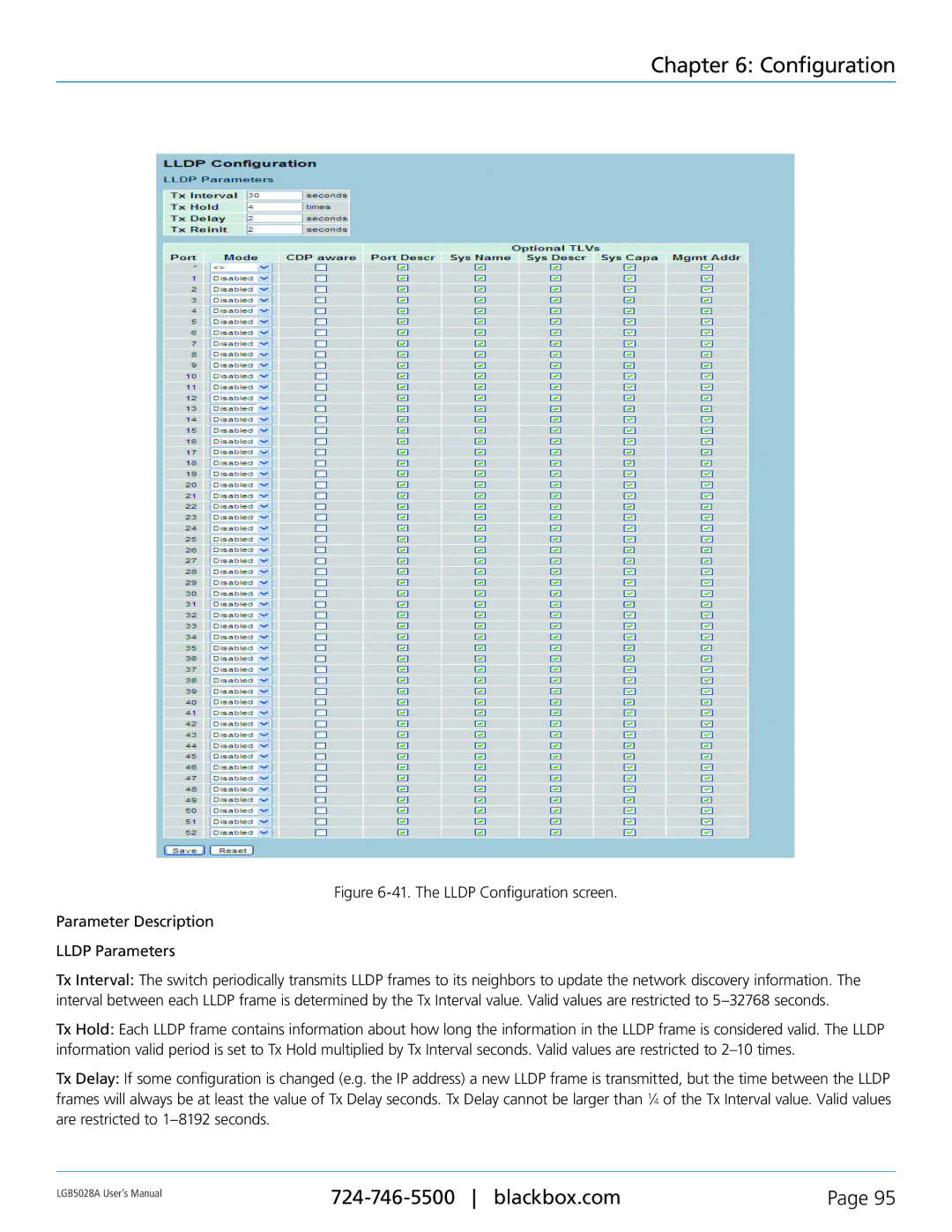 Black Box 24 + or 48 + 4-Port Gigabit Managed Switch with SFP+ 10G, LGB5052A, LGB5028A user manual Configuration 