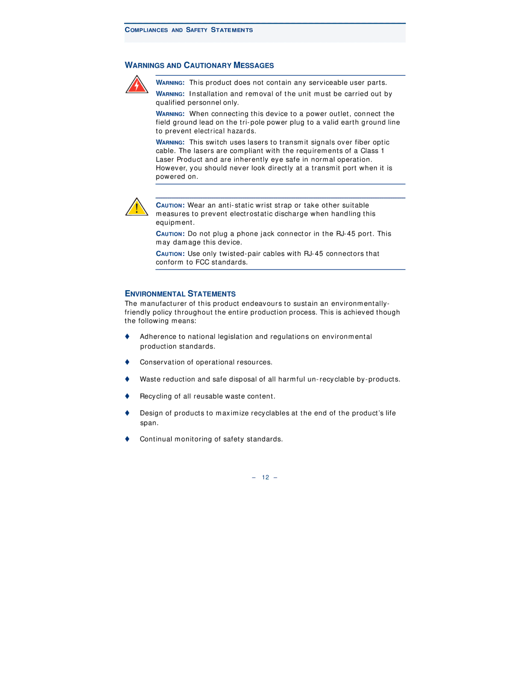 Black Box LGB6001C, LGB6000SC-001, LGB6000SC-004, LGB6026A, LGB6050A manual Environmental Statements 