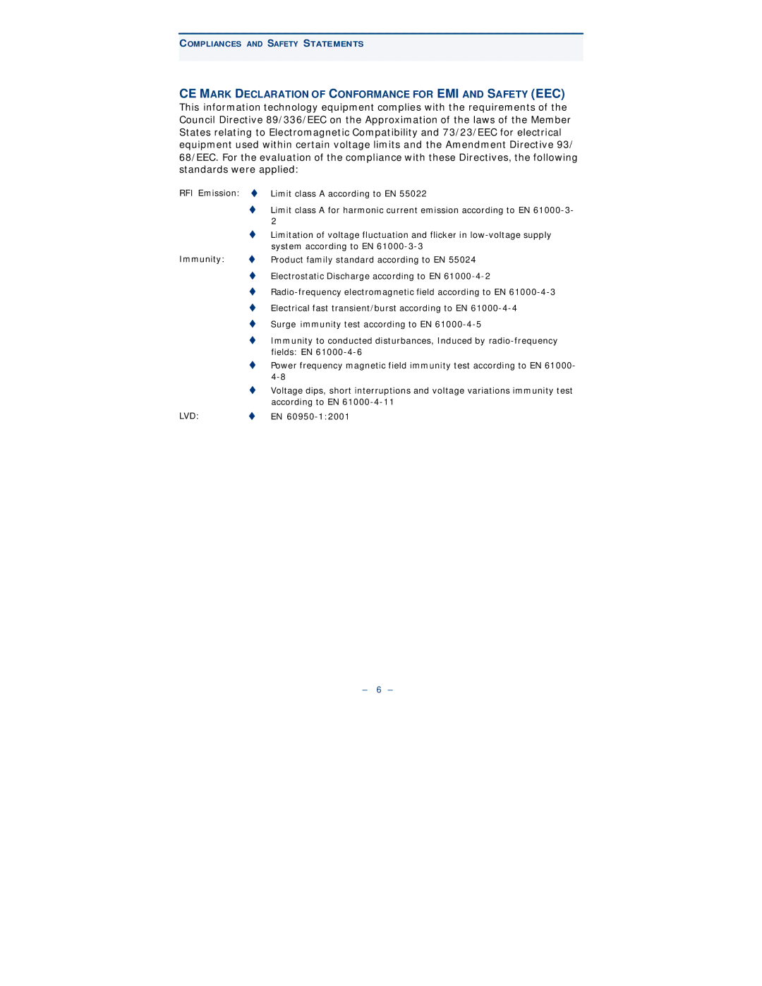 Black Box LGB6001C, LGB6000SC-001, LGB6000SC-004, LGB6026A manual CE Mark Declaration of Conformance for EMI and Safety EEC 