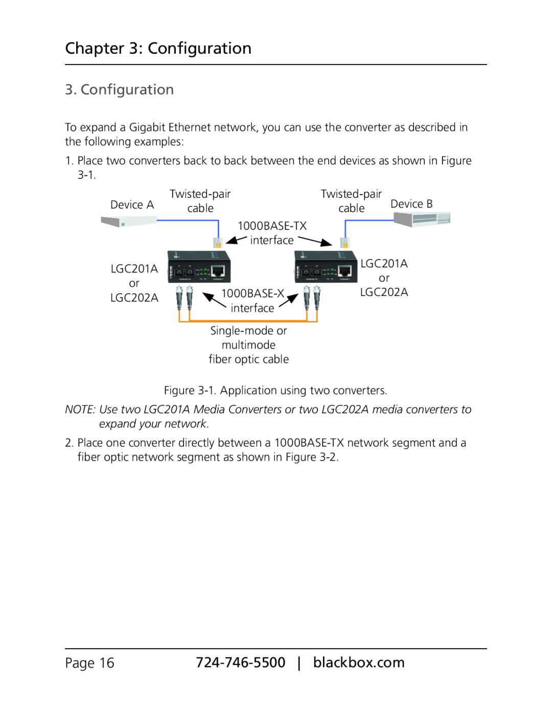 Black Box LGC202A, LGC201A, LGC200A, pure networking gigabit media converters manual Configuration, Page 