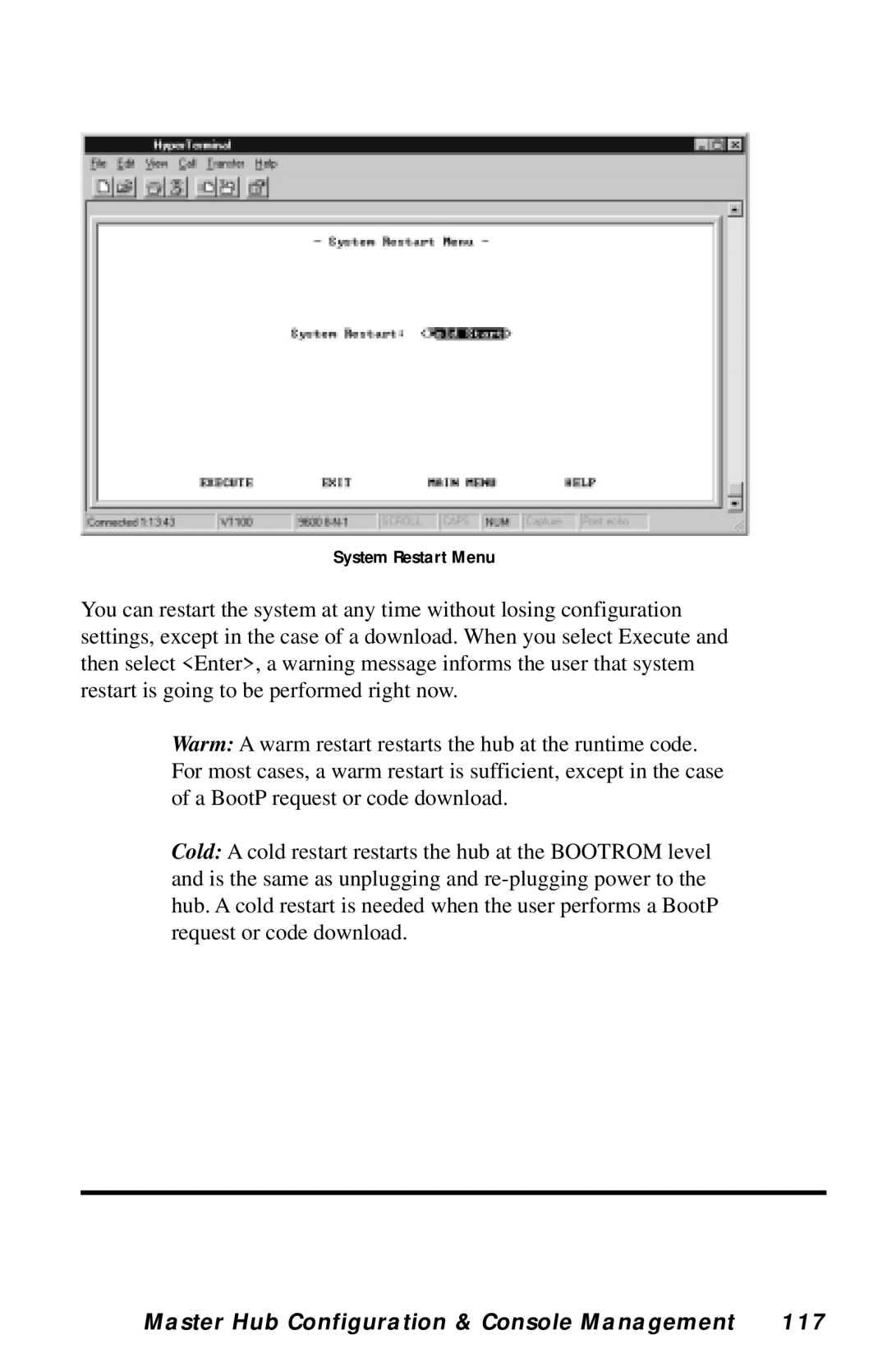 Black Box LH8112A-S, LH8124A manual System Restart Menu 