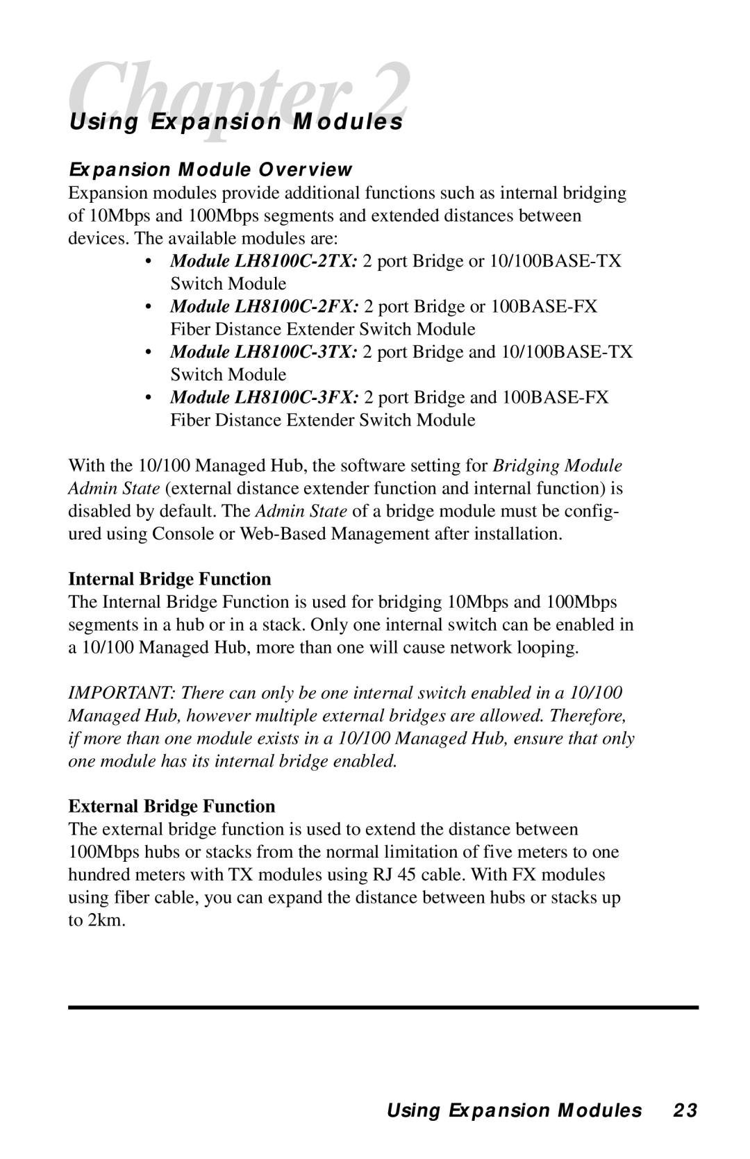 Black Box LH8112A Expansion Module Overview, Internal Bridge Function, External Bridge Function, Using Expansion Modules 