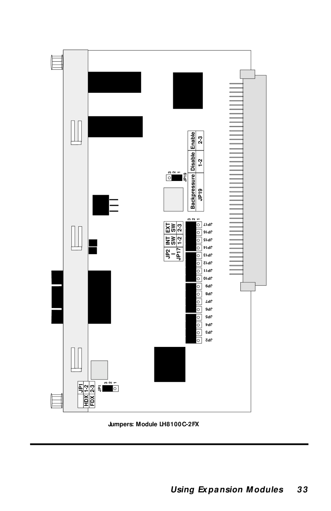 Black Box LH8112A-S, LH8124A manual Jumpers Module LH8100C-2FX 