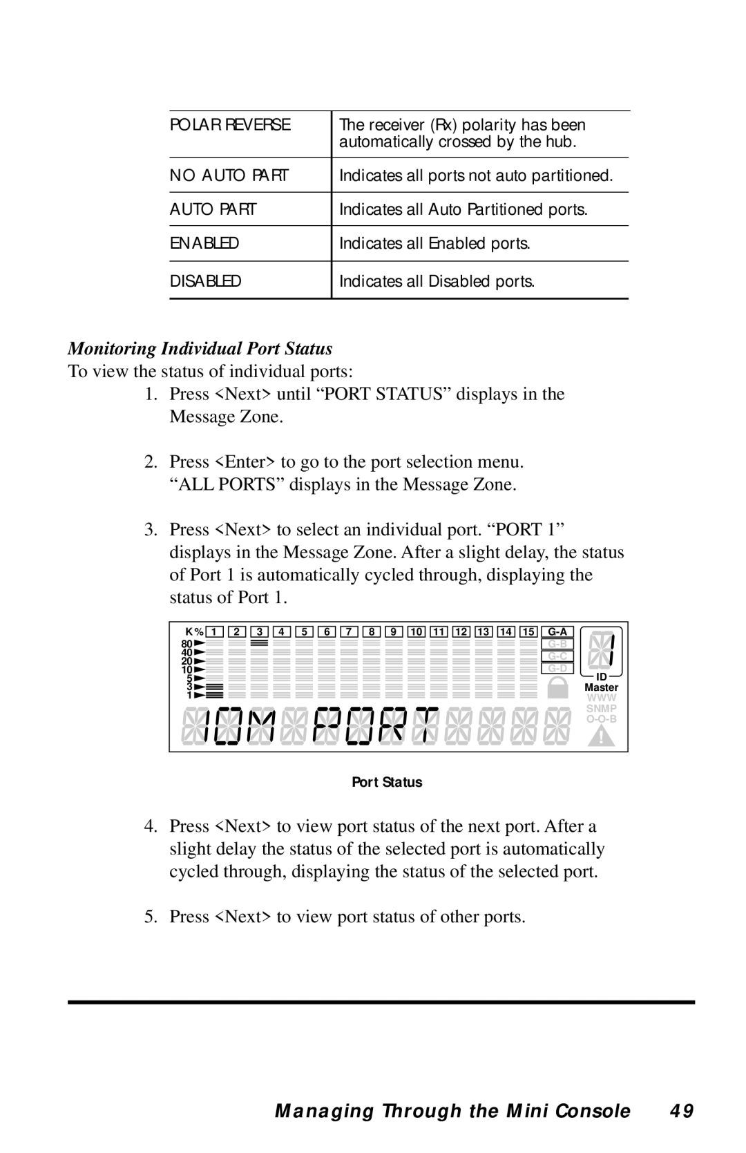 Black Box LH8124A, LH8112A-S manual Monitoring Individual Port Status 