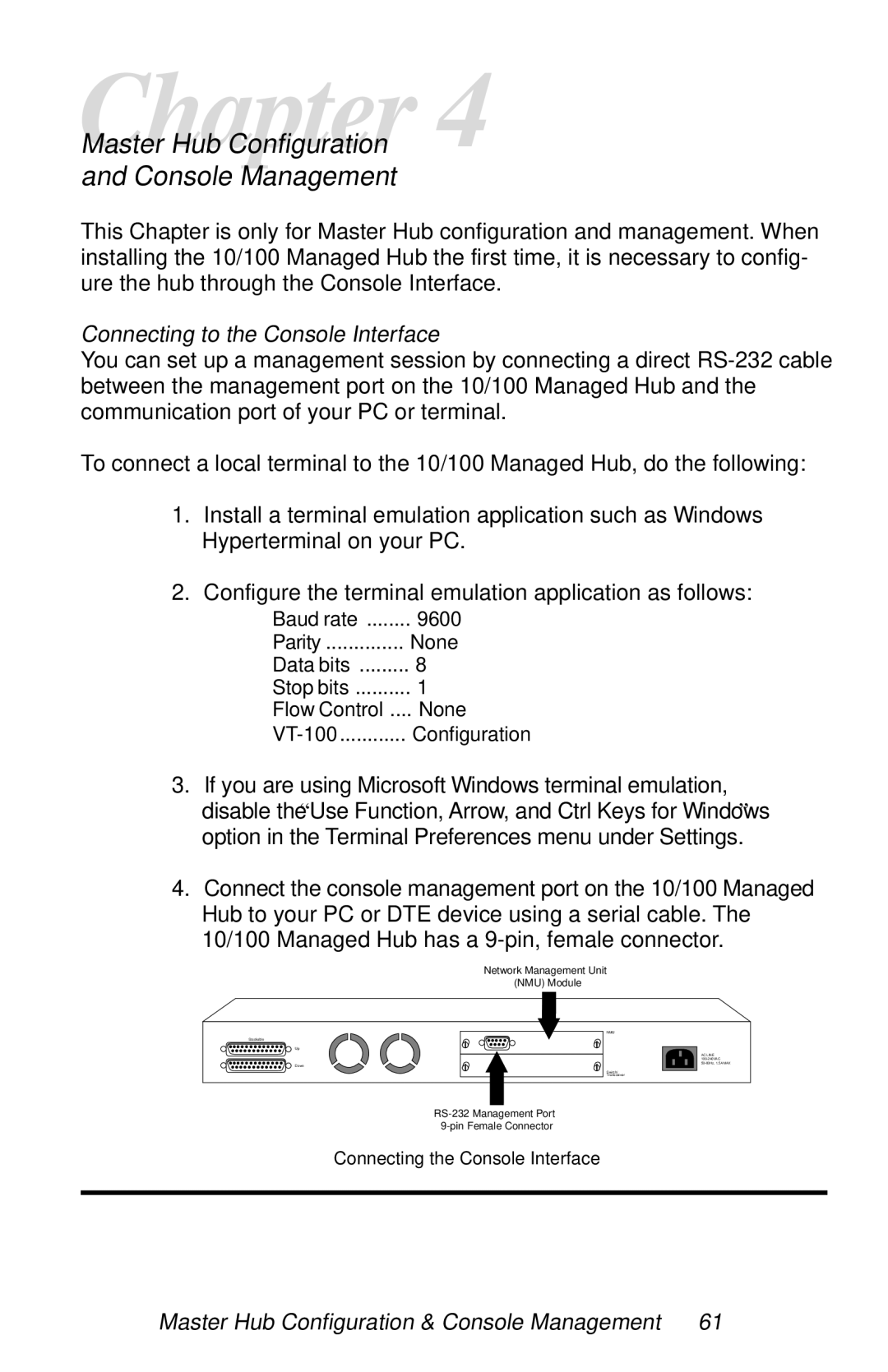 Black Box LH8124A, LH8112A-S manual Connecting to the Console Interface, Master Hub Configuration & Console Management 