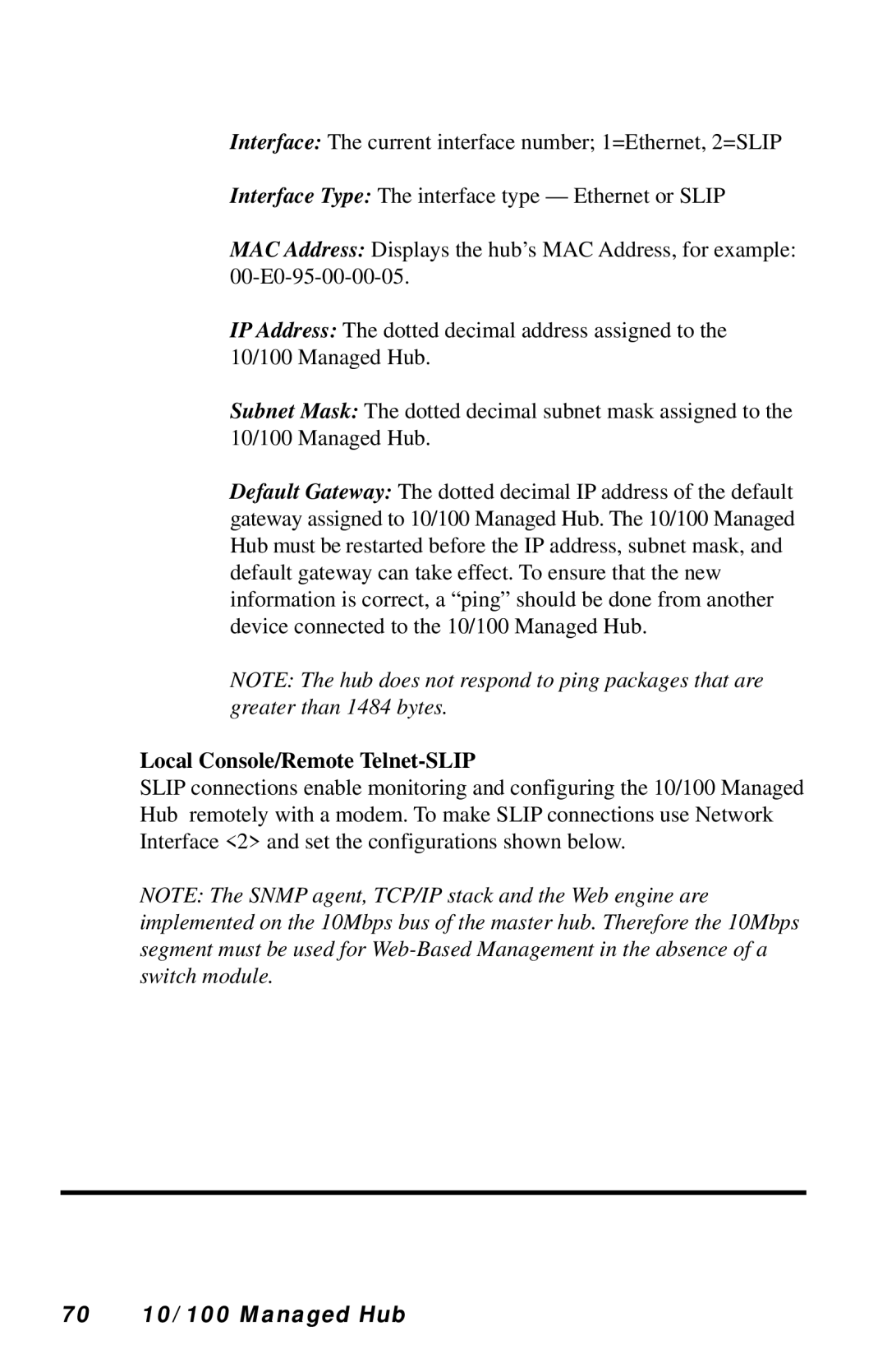 Black Box LH8124A, LH8112A-S manual Local Console/Remote Telnet-SLIP, 70 10/100 Managed Hub 