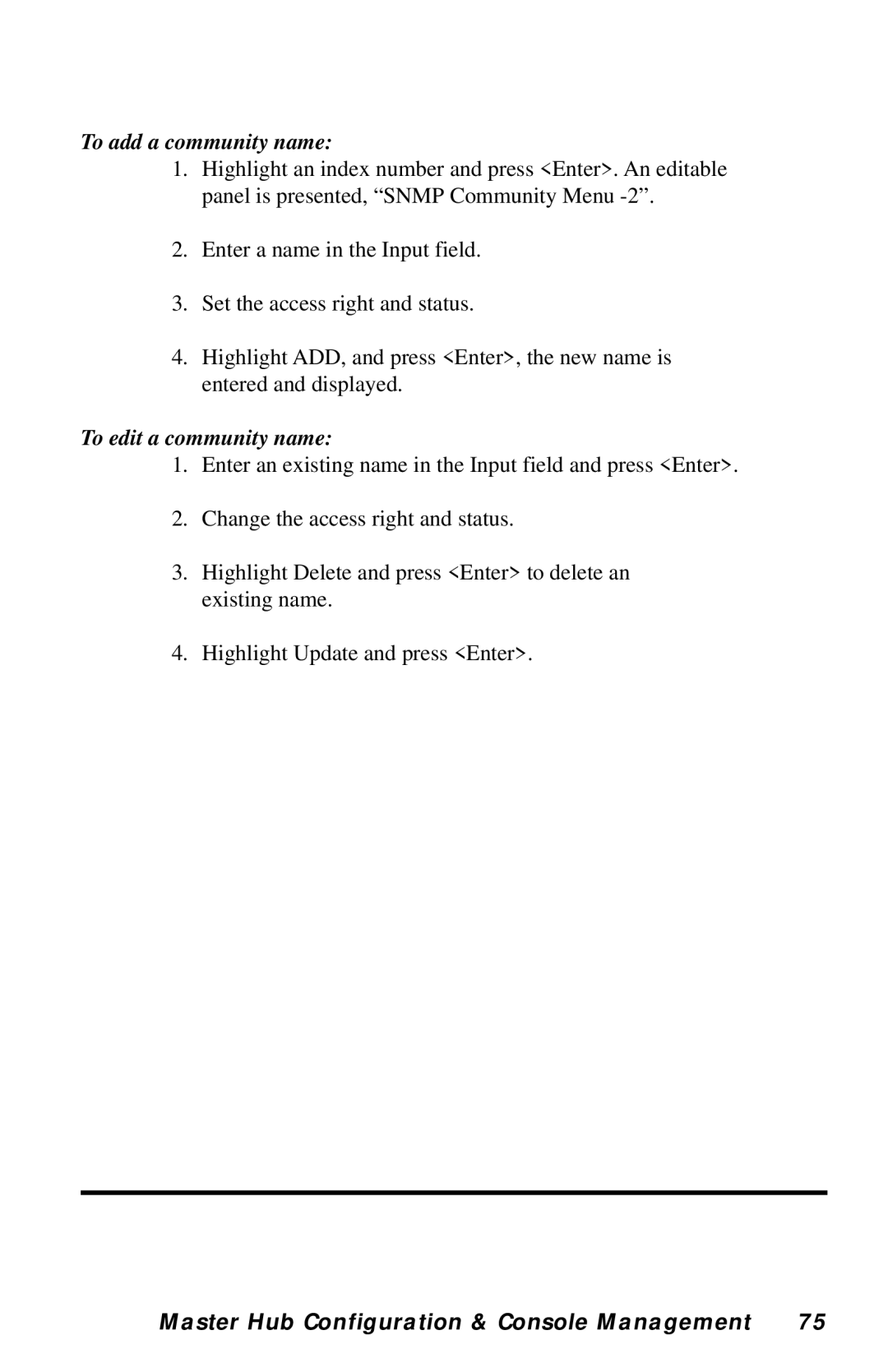 Black Box LH8112A-S, LH8124A manual To add a community name, To edit a community name 