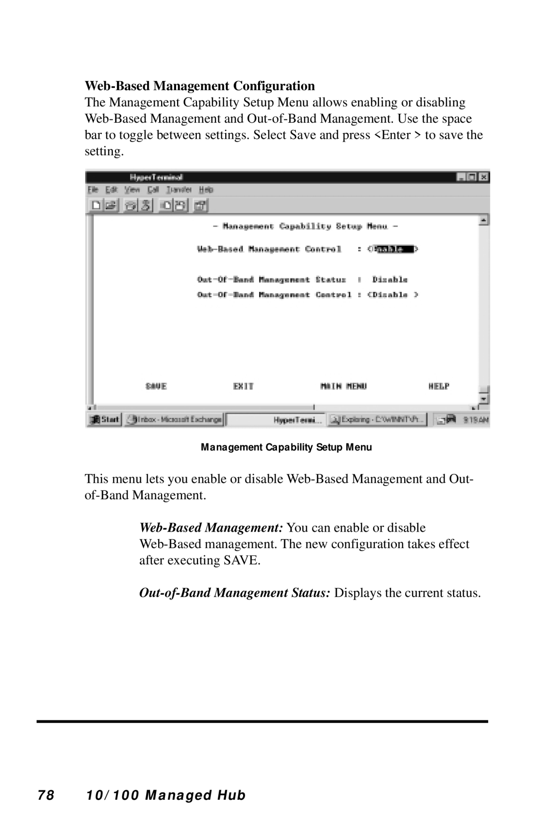 Black Box LH8112A-S, LH8124A Web-Based Management Configuration, Out-of-Band Management Status Displays the current status 