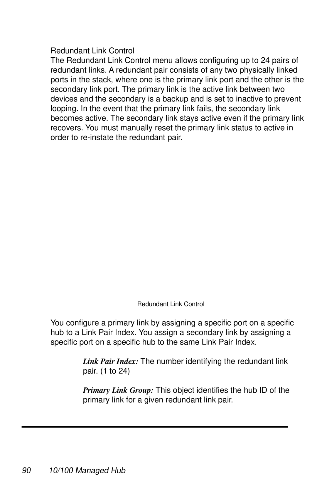 Black Box LH8112A-S, LH8124A manual Redundant Link Control, 90 10/100 Managed Hub 