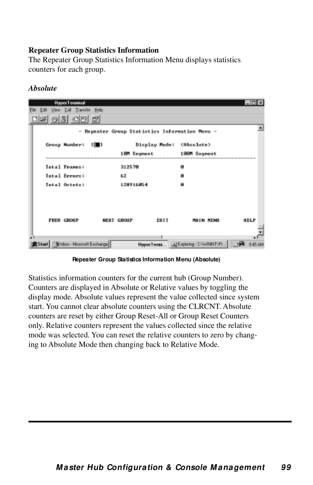 Black Box LH8112A-S, LH8124A manual Repeater Group Statistics Information, Absolute 