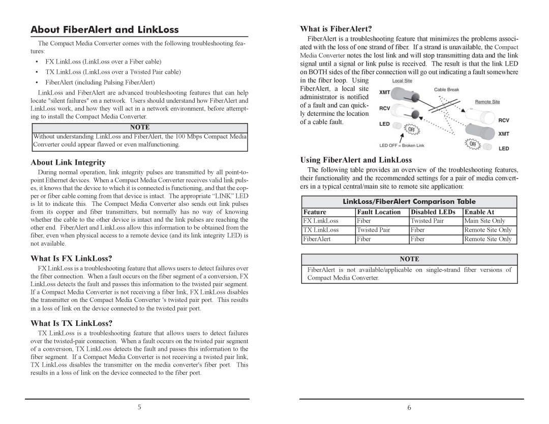 Black Box LHC5133A-R3 manual About Link Integrity, What Is FX LinkLoss?, What Is TX LinkLoss?, What is FiberAlert?, Feature 