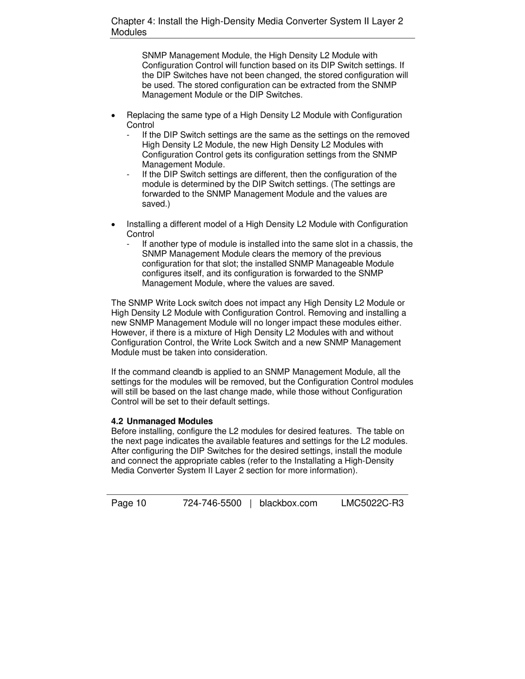 Black Box LMC5026C-R3, LMC5114C-R3, LMC5117C-R3, LMC5027C-R3, LMC5116C-R3, LMC5182C-R3, LMC5181C-R3 manual Unmanaged Modules 