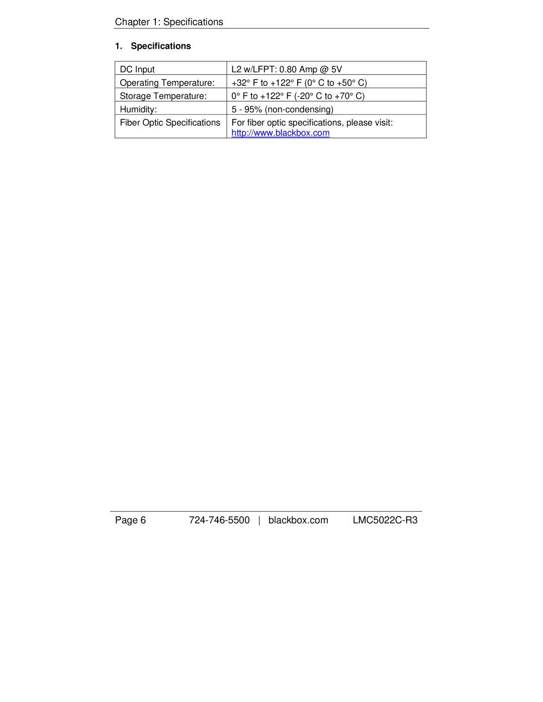 Black Box LMC5022C-R3, LMC5114C-R3, LMC5117C-R3, LMC5027C-R3, LMC5116C-R3, LMC5182C-R3, LMC5181C-R3, LMC5113C-R3 Specifications 