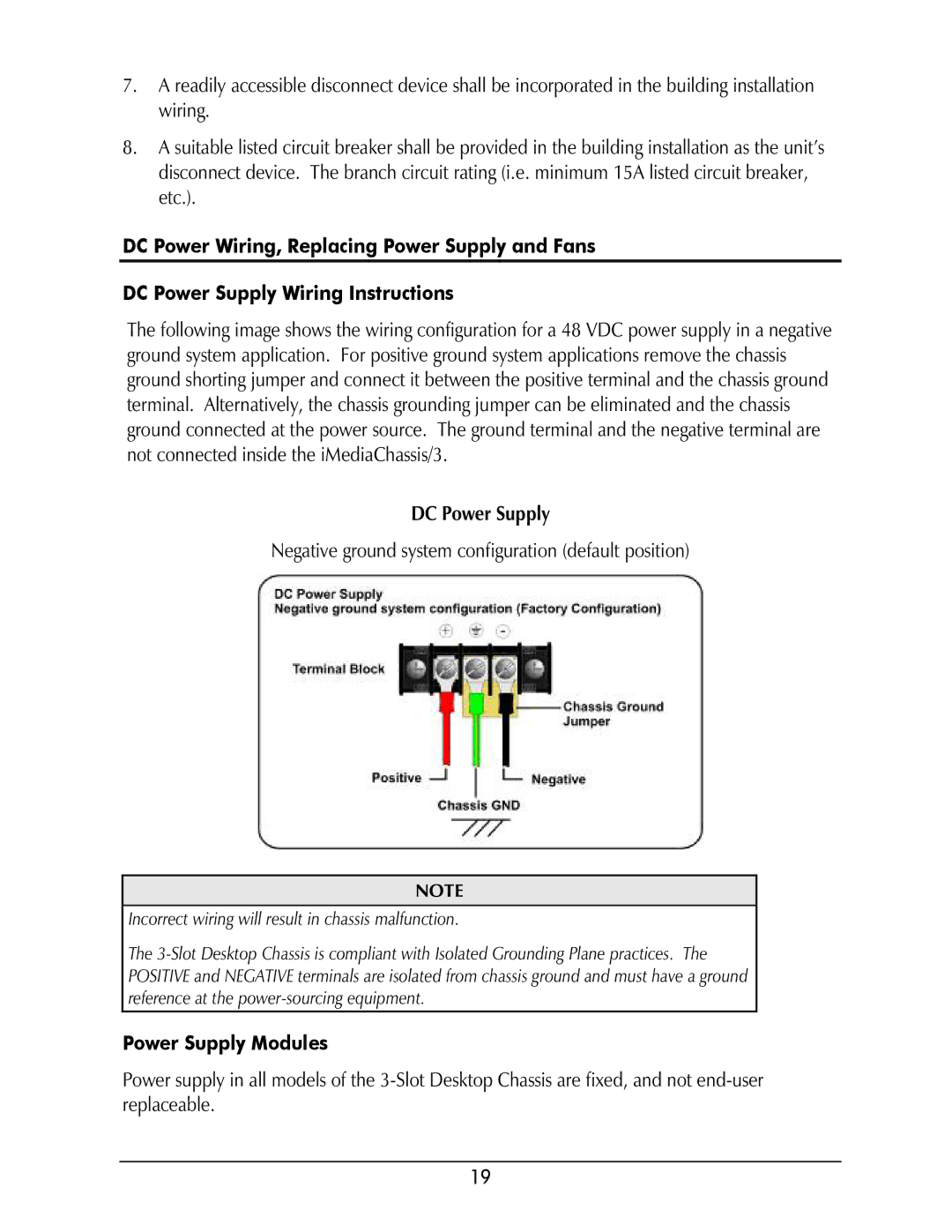 Black Box LMC5234A, LMC5208A-R2, LMC5207A-R2 Negative ground system configuration default position, Power Supply Modules 