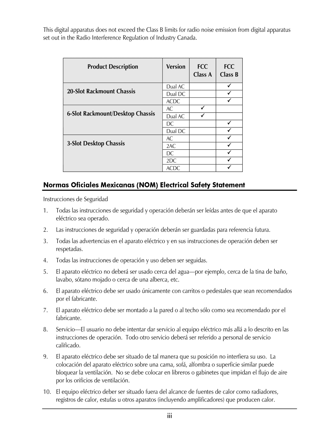 Black Box LMC5235A, LMC5208A-R2, LMC5207A-R2, LMC5206A manual Normas Oficiales Mexicanas NOM Electrical Safety Statement, Iii 