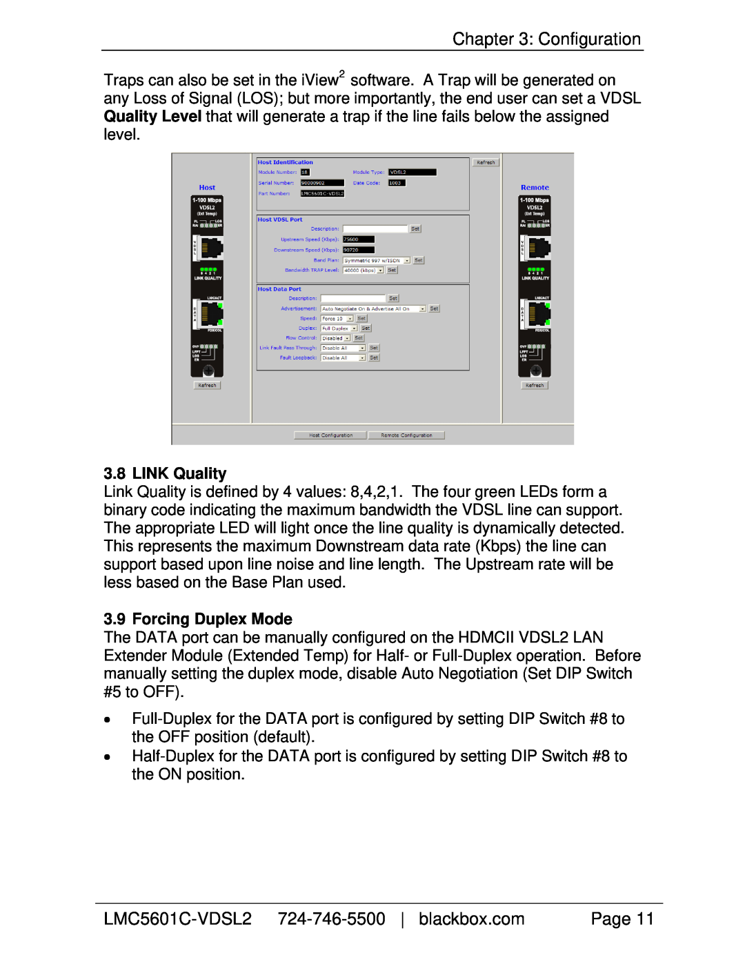 Black Box HDMCII VDSL2 LAN Extender Module (Extended Temp) Page, Configuration, LMC5601C-VDSL2 724-746-5500 blackbox.com 