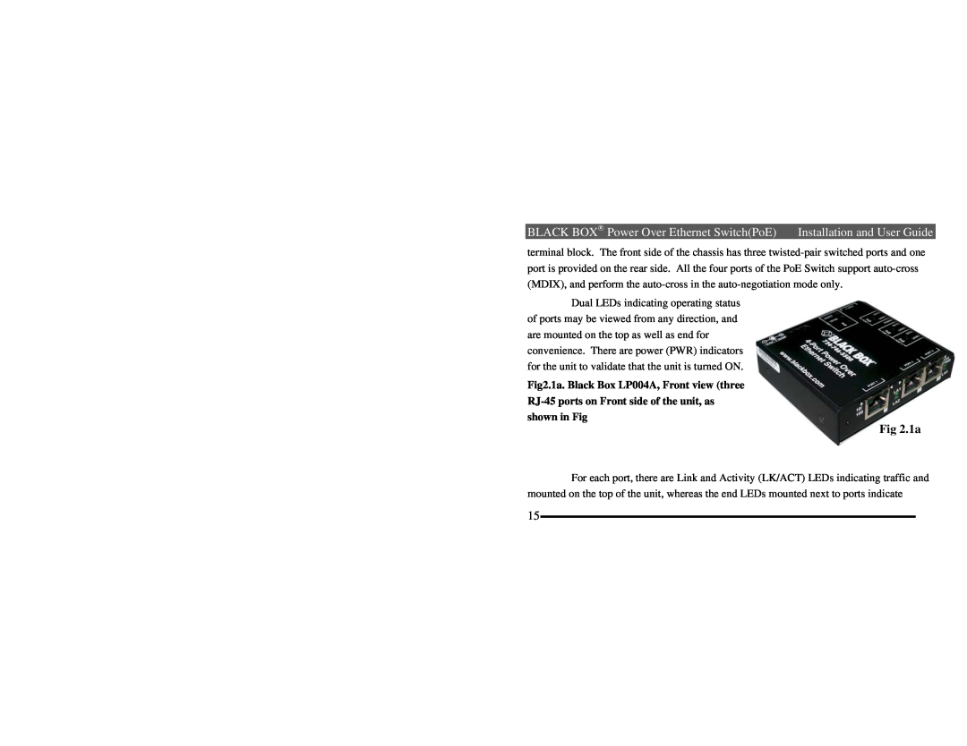 Black Box LP004A manual 1a, BLACK BOX→ Power Over Ethernet SwitchPoE Installation and User Guide 