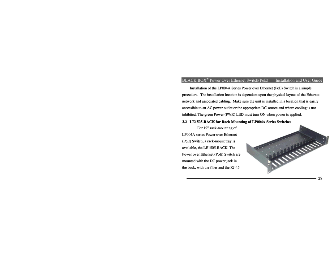 Black Box LP004A manual BLACK BOX→ Power Over Ethernet SwitchPoE Installation and User Guide 