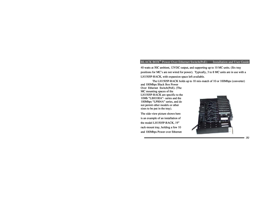 Black Box LP004A manual BLACK BOX→ Power Over Ethernet SwitchPoE Installation and User Guide 