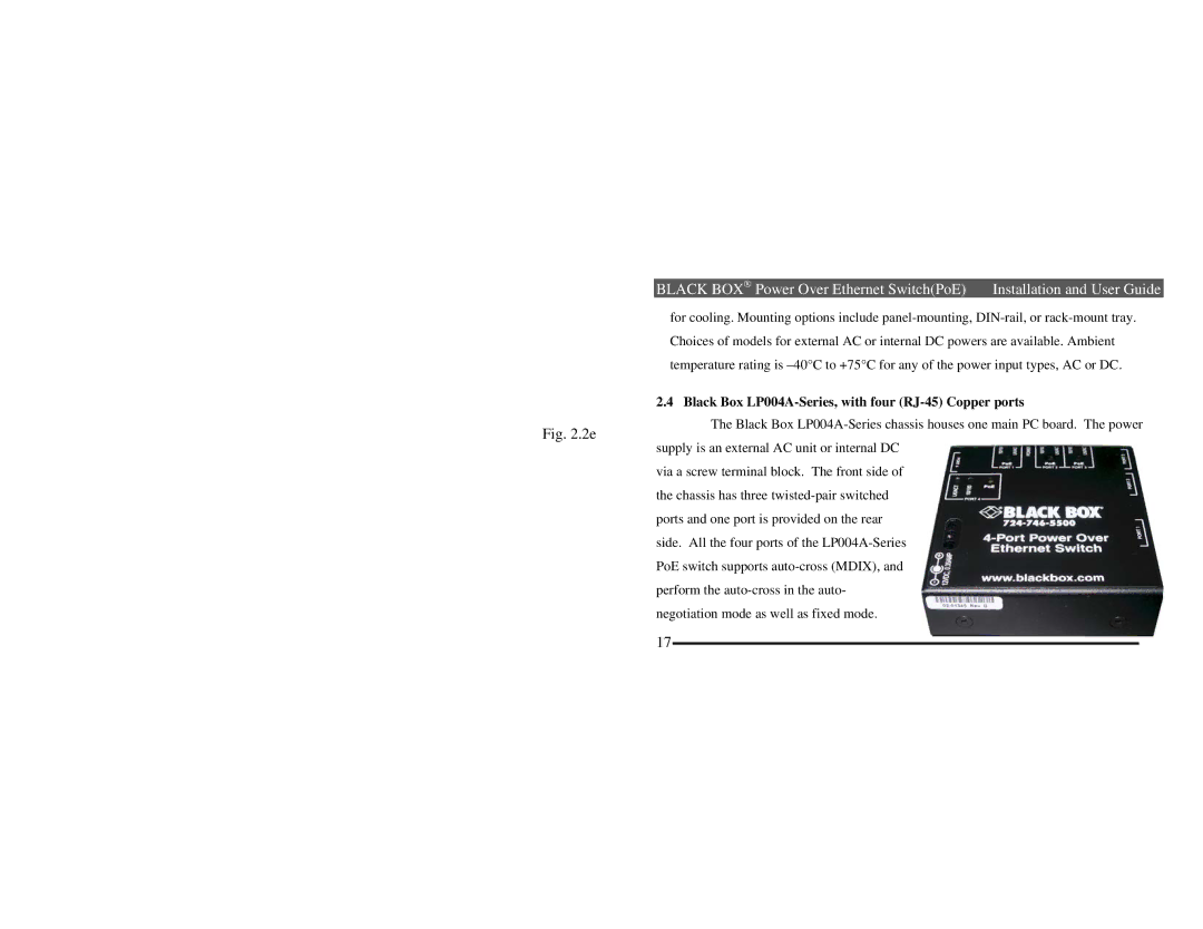 Black Box manual Black Box LP004A-Series, with four RJ-45 Copper ports 