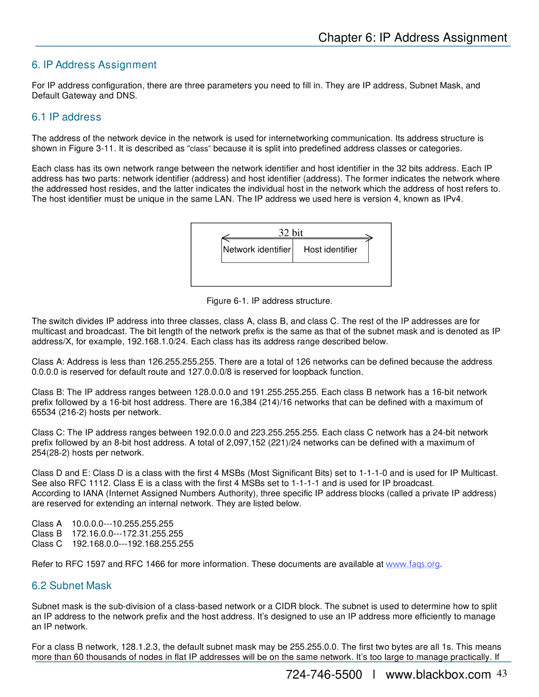 Black Box 8-/16-/24-Port 10/100 PoE PSE Web Smart Switch, LPB724A, LPB716A IP Address Assignment, IP address, Subnet Mask 