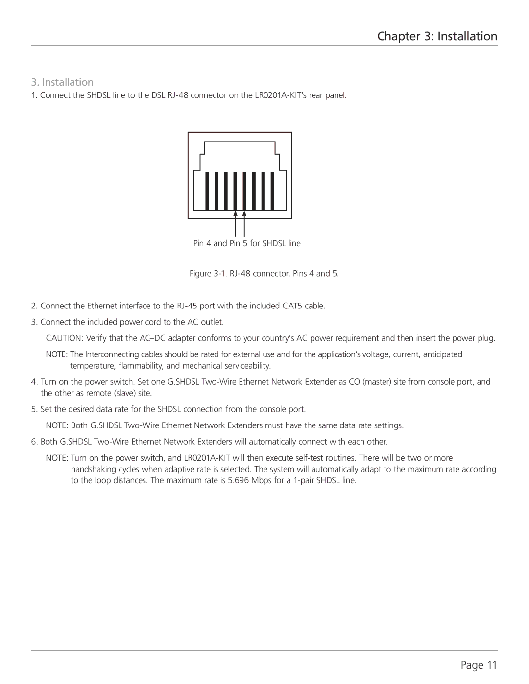 Black Box BLACK BOX G.SHDSL Two-Wire Ethernet Network Extender, LR0201A-KIT manual Installation 