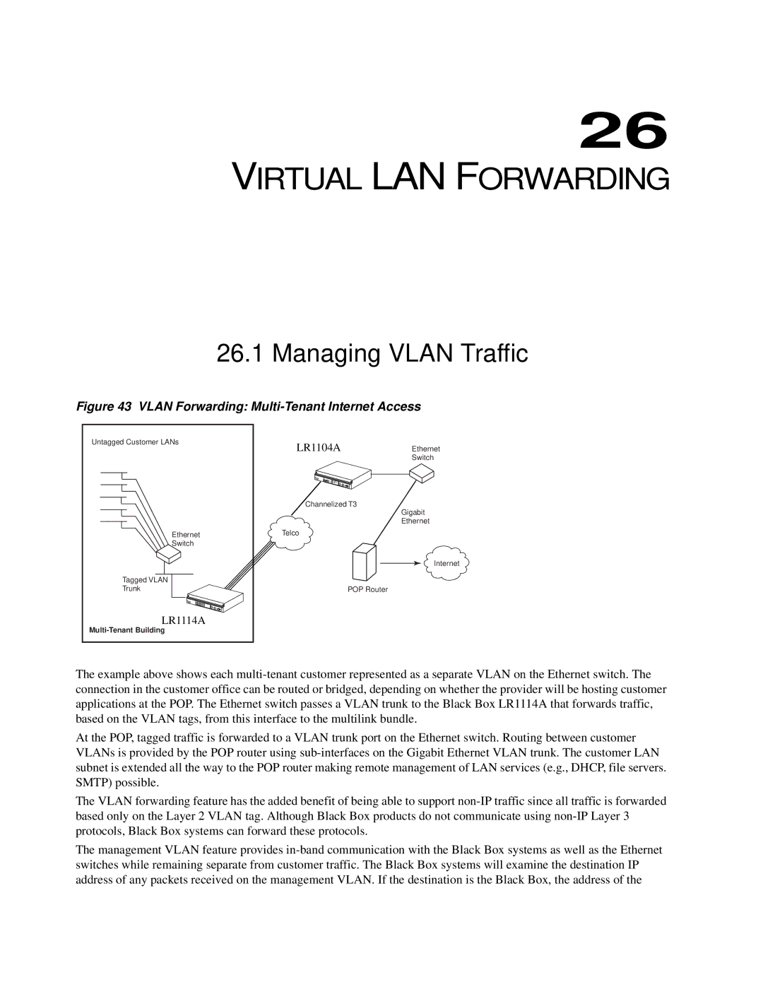 Black Box LR1102A-T1/E1, LR1112A-T1/E1, LR1114A-T1/E1, LR1104A-T1/E1 manual Virtual LAN Forwarding, Managing Vlan Traffic 