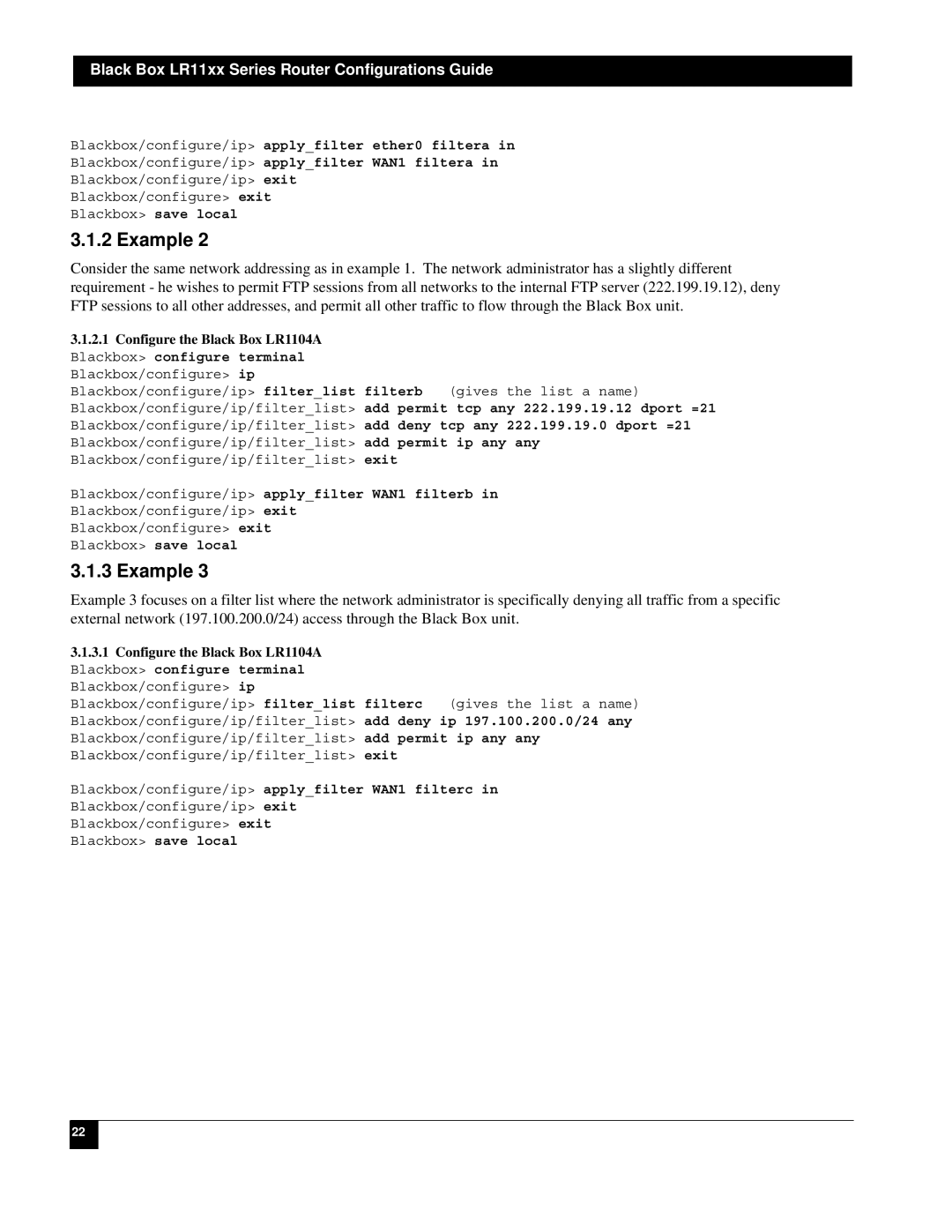 Black Box LR1112A-T1/E1, LR1114A-T1/E1, LR1104A-T1/E1 manual Example, Blackbox configure terminal Blackbox/configure ip 