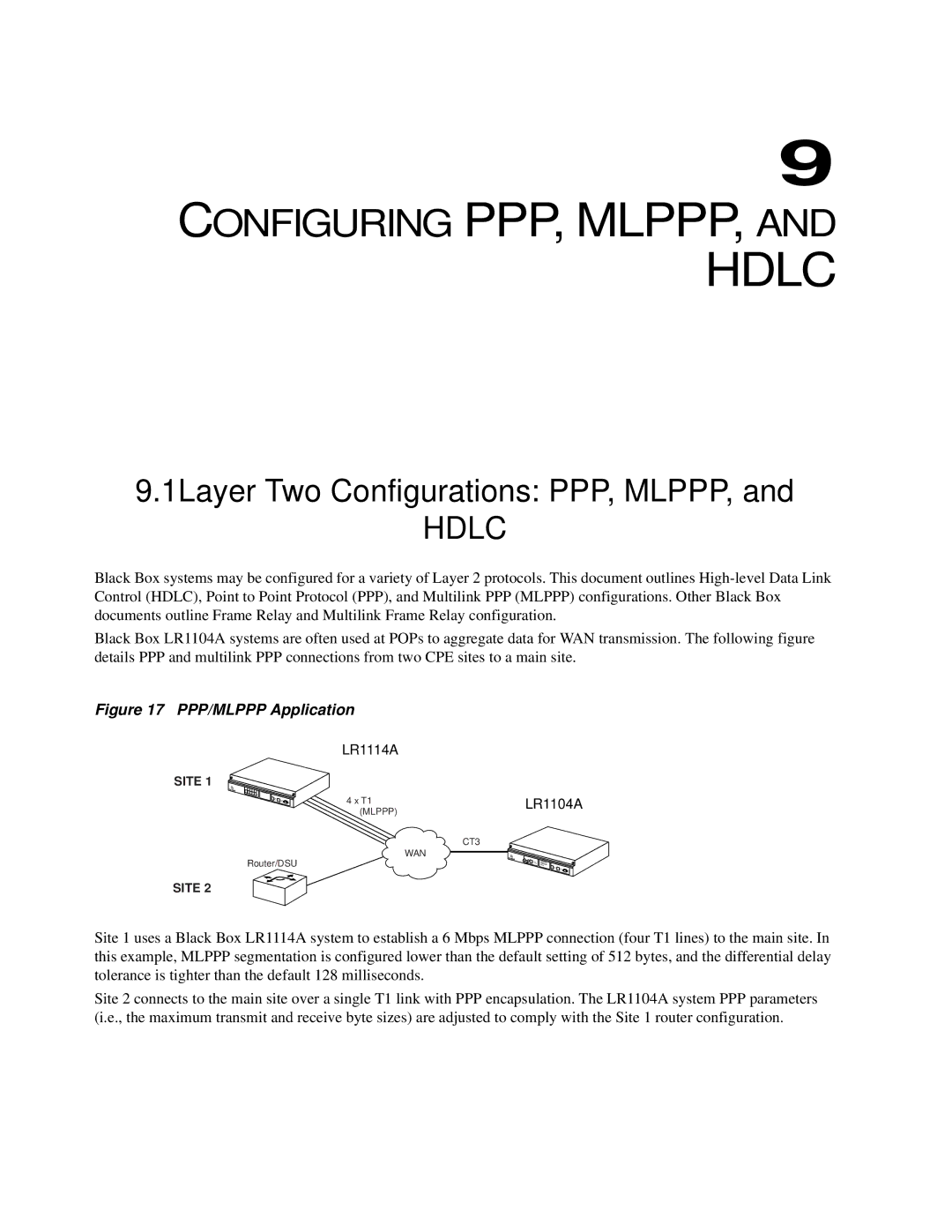 Black Box LR1114A-T1/E1, LR1112A-T1/E1, LR1104A-T1/E1 manual Configuring PPP, MLPPP, 1Layer Two Configurations PPP, MLPPP 