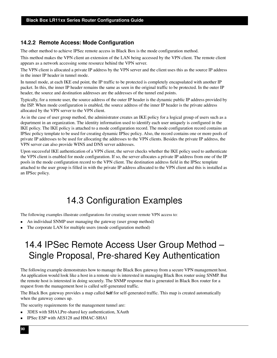 Black Box LR1112A-T1/E1, LR1114A-T1/E1, LR1104A-T1/E1 manual Configuration Examples, Remote Access Mode Configuration 