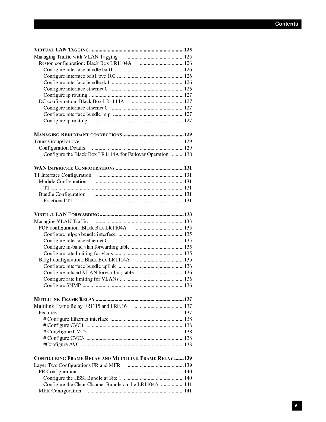 Black Box LR1114A-T1/E1, LR1112A-T1/E1, LR1104A-T1/E1, LR1102A-T1/E1 manual WAN I Nterface C Onfigurations 