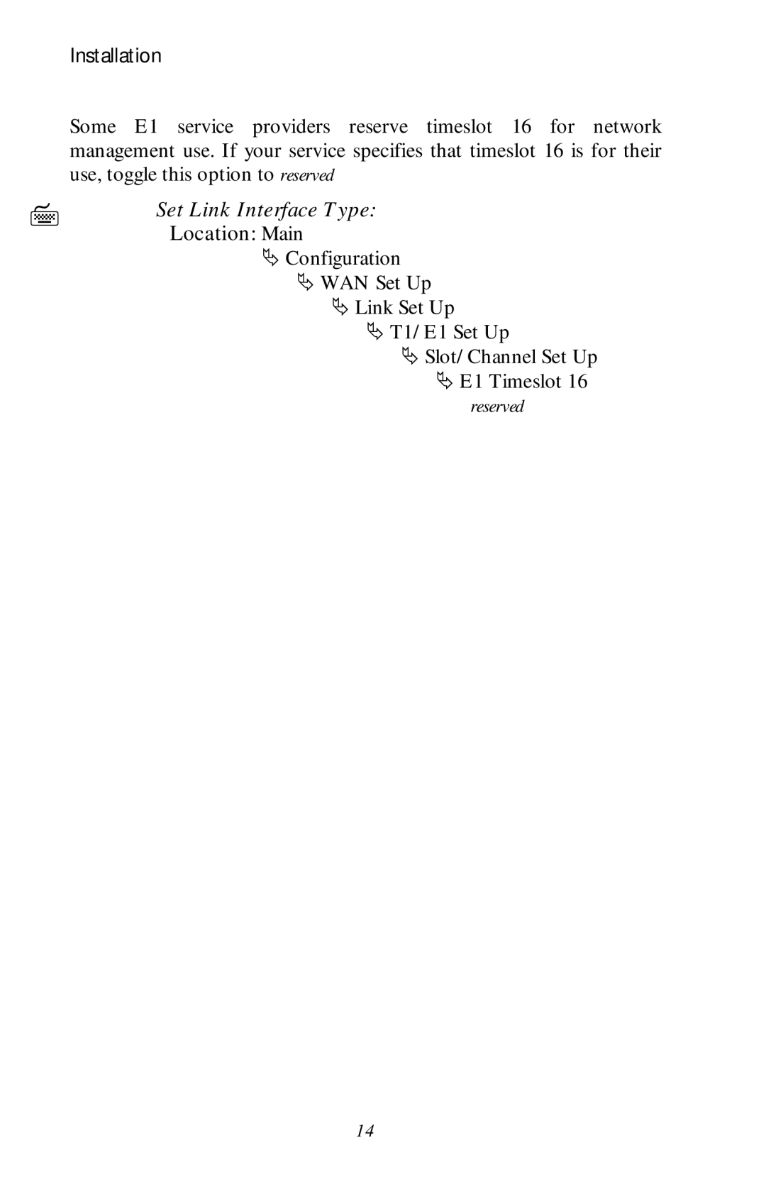 Black Box LR1530A-R3, LR1530A-EU-R3 manual Set Link Interface Type Location Main 