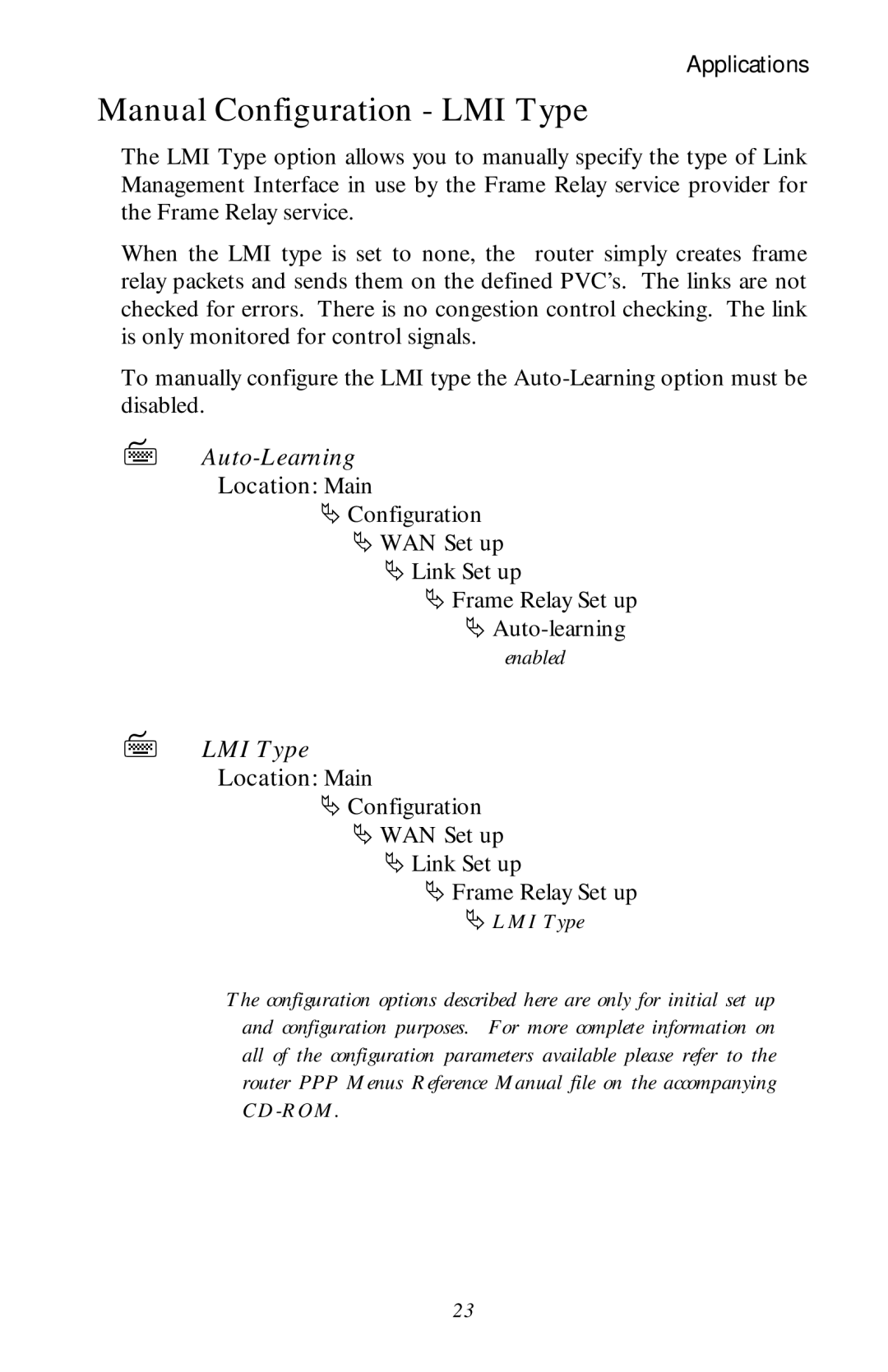 Black Box LR1530A-EU-R3, LR1530A-R3 manual Manual Configuration LMI Type, Auto-Learning Location Main 