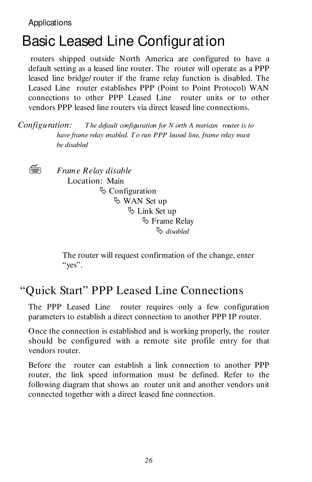 Black Box LR1530A-R3, LR1530A-EU-R3 Basic Leased Line Configuration, Quick Start PPP Leased Line Connections, Disabled 