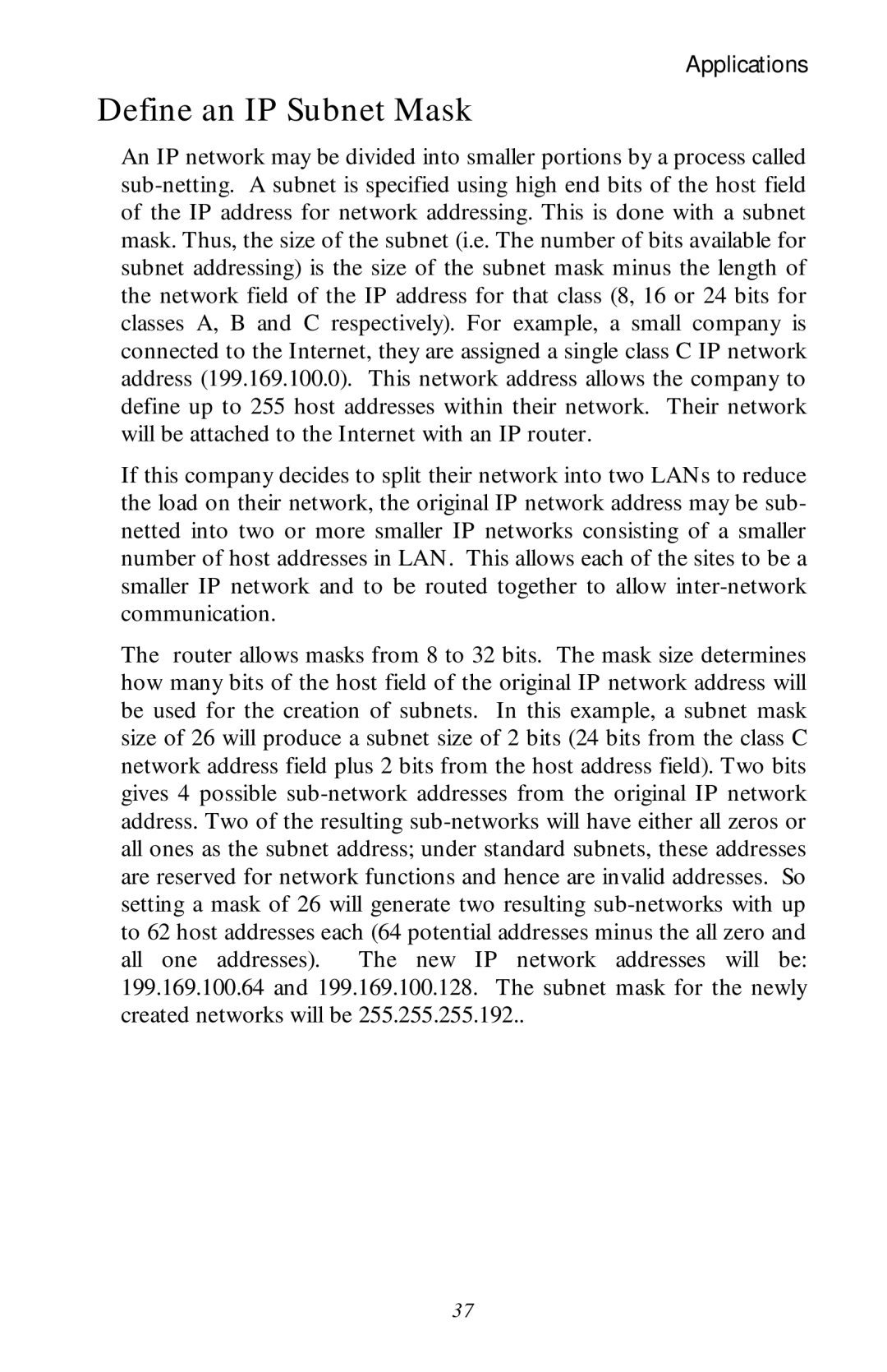 Black Box LR1530A-EU-R3, LR1530A-R3 manual Define an IP Subnet Mask 