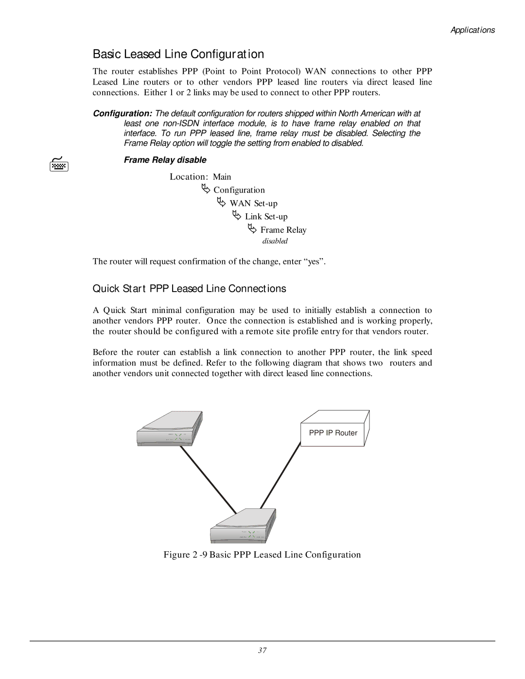 Black Box LR5200A-R2, LR5100A-T manual Basic Leased Line Configuration, Quick Start PPP Leased Line Connections, Disabled 