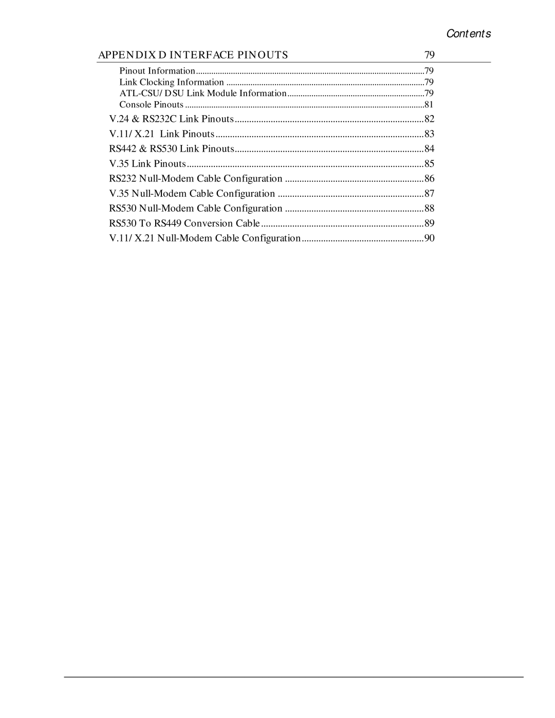 Black Box LR5200A-R2, LR5100A-T manual Appendix D Interface Pinouts 