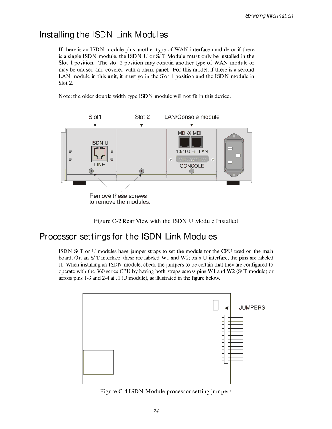 Black Box LR5100A-T, LR5200A-R2 manual Installing the Isdn Link Modules, Processor settings for the Isdn Link Modules 