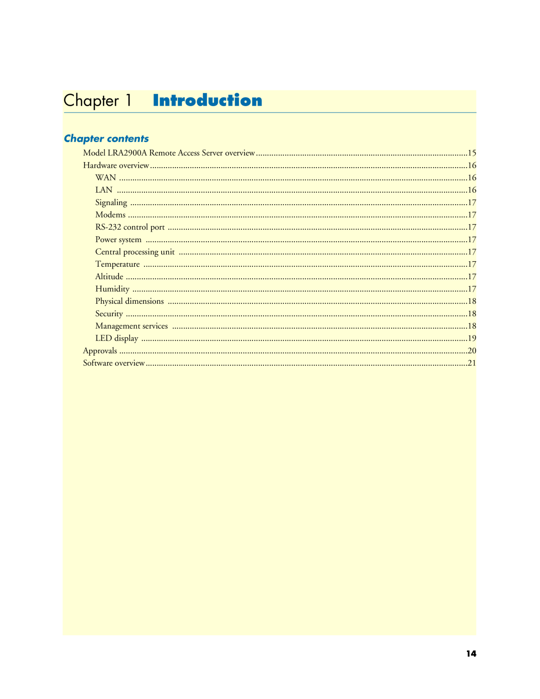 Black Box LRA2900A manual Introduction, Chapter contents 