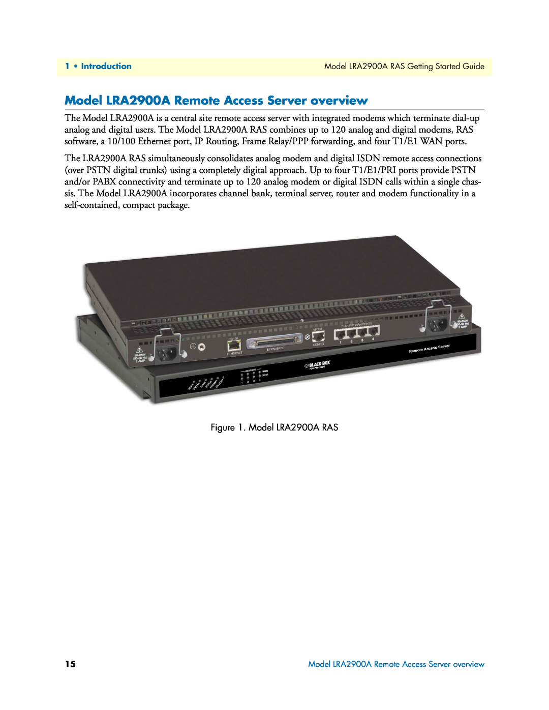 Black Box manual Model LRA2900A Remote Access Server overview, Model LRA2900A RAS 