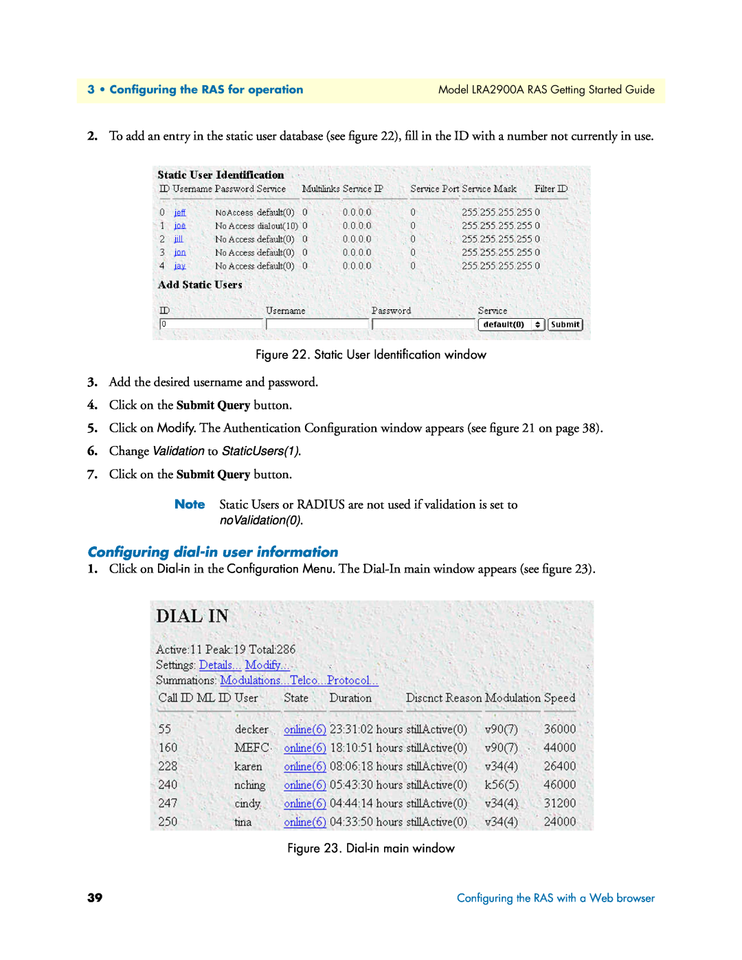Black Box LRA2900A manual Conﬁguring dial-inuser information 