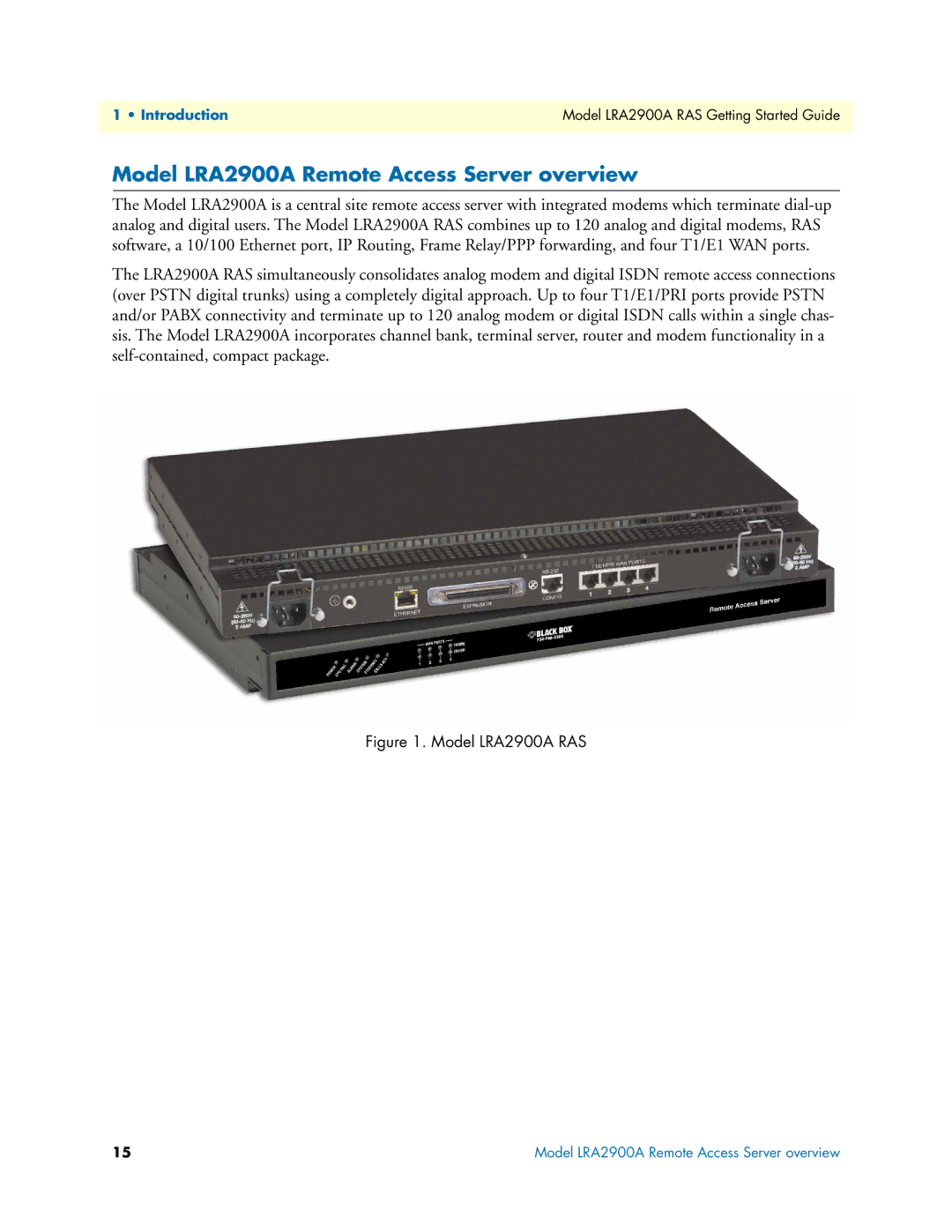 Black Box manual Model LRA2900A Remote Access Server overview, Model LRA2900A RAS 