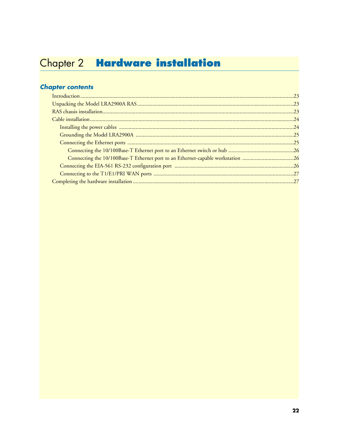 Black Box LRA2900A manual Hardware installation 