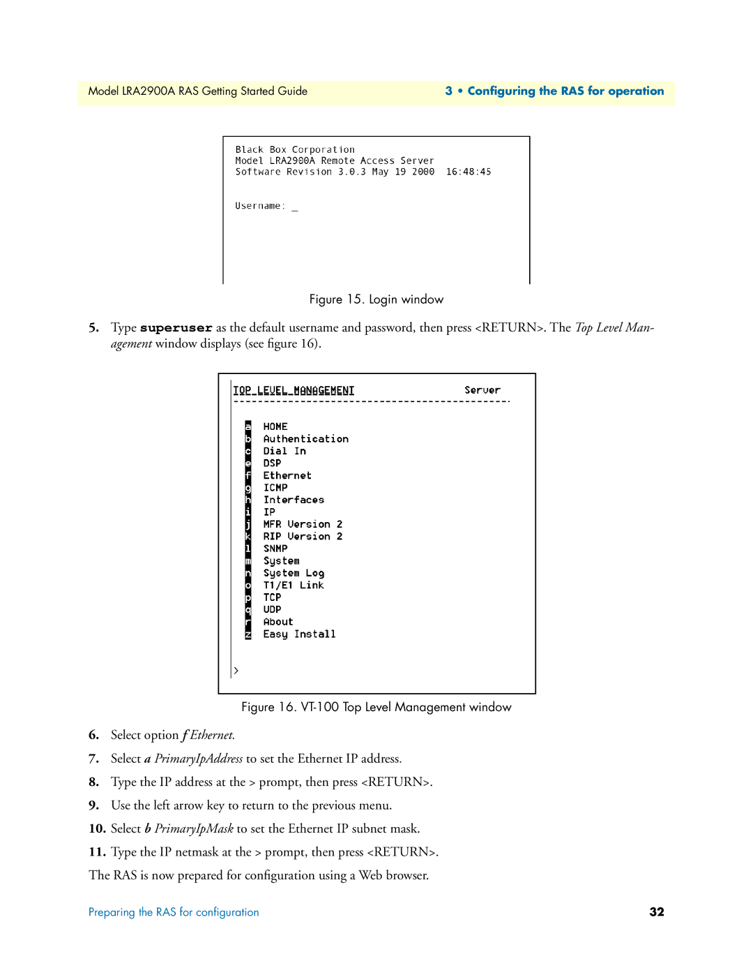 Black Box LRA2900A manual Login window 